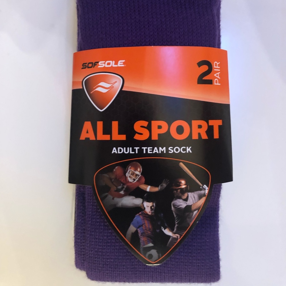 SofSole All Sport Adult Team Sock - M - Purple